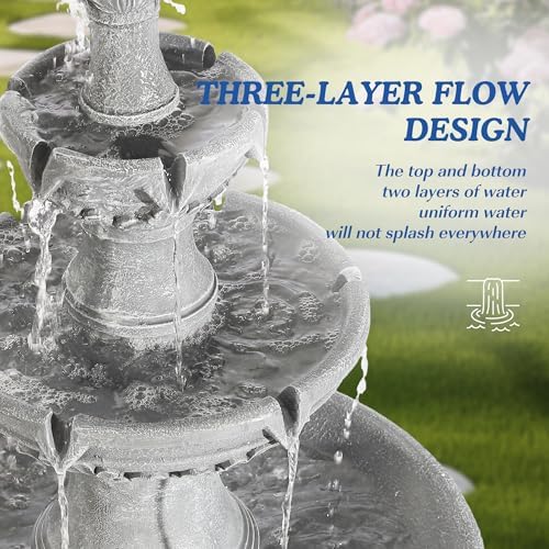 3-Tiers 48.4" H Italian Outdoor Water Fountains Feature Garden Decor - Image 3