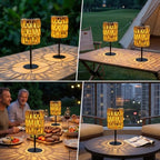 2PCS Solar Table Lamps Outdoor, Rattan Solar Lanterns Outdoor, Waterproof Wicker Lanterns Outd-oor, Rechargeable Table Top So-lar Lights LED Boho Lant-erns Out-Door for Balcony Patio Yard Lawn - Image 7