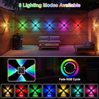 AUDLES Solar Lights Outdoor Waterproof, 4-Sided Glow Solar Wall Lights, Warm White & RGB 8 Modes Color Changing Solar Fence Lights for Doorway Patio Deck Backyard-8 Pack - Image 2