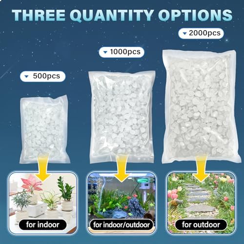 PoYang 2000pcs Glow in The Dark Rocks Outdoor Decor, White, 2.4 lbs/Bag - Image 2