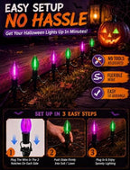 Halloween Pathway Lights with 10 Green and Purple C9 LED Stakes - Image 4