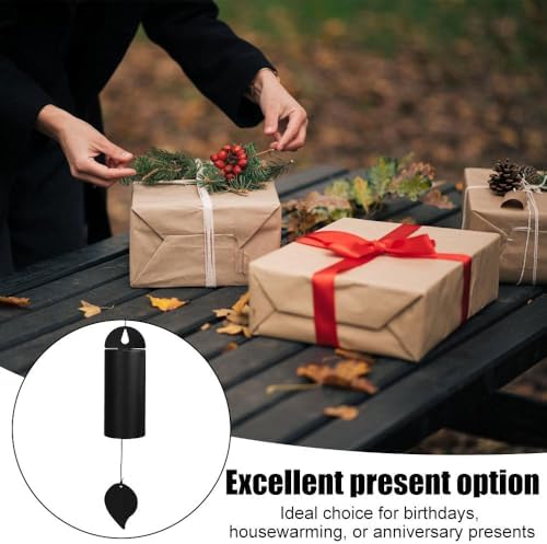 Cast Iron Wind Chime, Deep Tone Bell with Leaf Pendant Waterproof Memorial Single Tube Windbell for Garden Yard Outdoor - Image 5