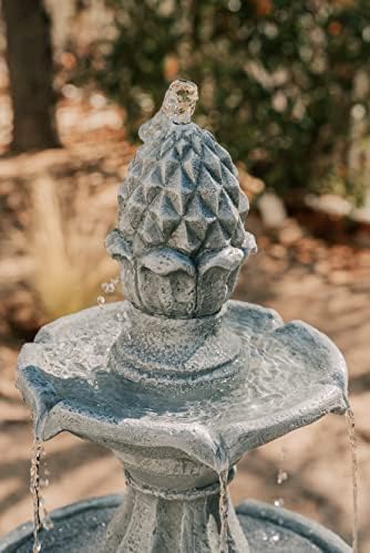 XBrand 51 Inch 3 Tier Outdoor Freestanding Waterfall Fountain with Pump and Pineapple Finial, Decorative Resin Garden Water Feature for Patio, Yard, Lawn, and Backyard Decor, Gray - Image 5