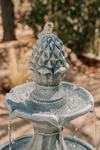 XBrand 51 Inch 3 Tier Outdoor Freestanding Waterfall Fountain with Pump and Pineapple Finial, Decorative Resin Garden Water Feature for Patio, Yard, Lawn, and Backyard Decor, Gray - Image 5