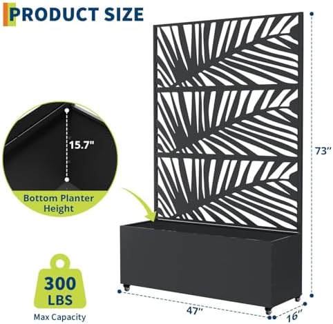 GarveeLife Metal Planter Box with Trellis and Wheels 71"x47"x16" - Image 2