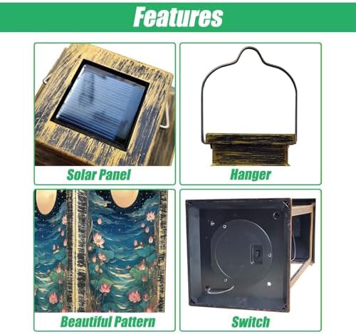 Solar Lantern Lotus Garden Flowing Water Starry Sky Outdoor Waterproof Hanging Solar Light Outside Lights for Patio Yard House Lawn Decor Birthday Gifts for Women Mom - Image 3