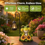 Solar Frog Garden Statue with LED Light – Hand-Painted Resin Outdoor Decor, Waterproof Lawn Ornament for Patio Yard Balcony, Unique Gift for Mom Grandma Women, Fairy Garden Decoration - Image 3