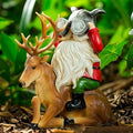 VChymm Garden Gnome Statues Resin Gnome Sitting On Deer Statues Solar Lights Outdoor Telescope Gnome Gifts for Yard, Patio Decor Gift (Deer Gnome) by VChymm