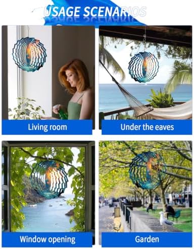 10 Inch Halloween Wind Spinner for Yard and Garden, Blue Night Sky Mystical Glowing Pumpkin Hanging Ornaments Outdoor 3D Kinetic Wind Sculpture Spinners Indoor Outdoor Patio Décor Ornaments Gift - Image 7