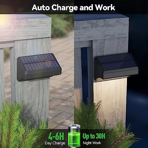 Bridika Solar Fence Lights Warm White & White, Solar Outdoor Wall Lights, Fence Solar Lights Outdoor Waterproof for Step, Backyard, Fence, Wall, Patio, Deck Railing, Stair (12 Pack) - Image 5