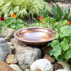 Handcrafted Hammered Copper Birdbath Bowl Rolled Edge Outdoor Garden Wildlife Water Vessel Patio Yard Landscape Accent - Image 4