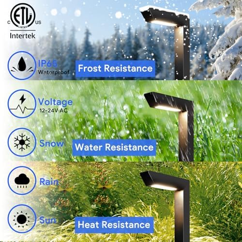 Energetic 5CCT Low Voltage Landscape Lights, 5W 200LM IP65 Waterproof LED Pathway Lights, 50000 Hrs, Outdoor Landscape Lighting, Square Modern Side Lit, Die-cast Aluminum Housing, ETL, Black, 4 Pack - Image 4