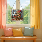 Gnome with Hibernation preparations Stained Glass Suncatcher–Square Hanging Window Panel for Home, Garden, Nursery, Halloween, Christmas, Memorial Day–Whimsical Glass Art Gift for Gnome Lovers 0uoi6u - Image 5