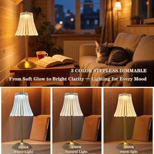 2 Pcs Cordless Rechargeable Table Lamp, Touch Dimming, 3 Color Modes - Image 3