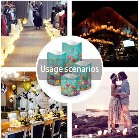 Flower LED Flameless Candles with Realistic Dancing Flame Waterproof Battery Operated with Remote & Timer (4 Pack,) Outdoor & Indoor Decor Housewarming Gifts - Image 7