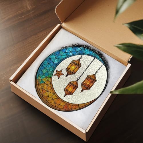 Stained Glass Moon Star Lanterns Art Suncatcher - Image 4
