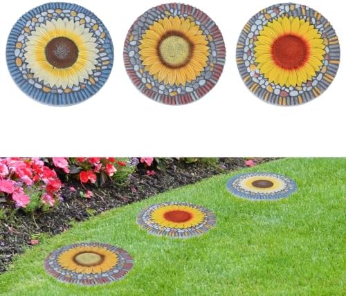 3 Pack Sunflower Stepping Stones Outdoor, 10 Inch Garden Walkway Stones by NANANARDOSO