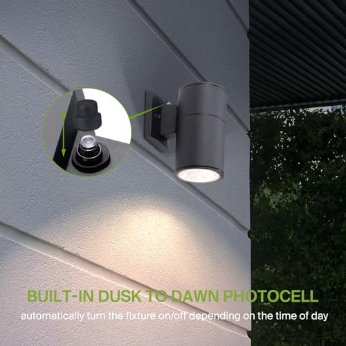 ASD 1 Light Dusk to Dawn Cylinder Outdoor Sconce Lights, E26 Base 2 Pack - Image 5