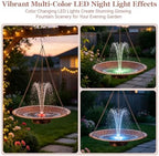19.6" Large Bird Bath with Solar Fountain, LED & Battery Hanging Birdbath - Image 5