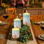 Cozeyat Flickering Flameless Candles with Remote Summer Beach Starfish Scenery Design LED Tea Lights 3 Pack, Candles Battery Operated Pillar LED Candles Table Centerpiece - Image 4