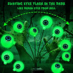 ZFNN Solar Halloween Decorations, 4 Pack 24 LED Spooky Eyeball Lights, Outdoor Waterproof Solar Green Firefly Lights for Garden Yard Patio Pathway Lawn Halloween Party - Image 4