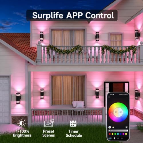 wowlite Outdoor Wall Lights, 2 Pack, Smart RGB+CW Up Down Sconce for Porch - Image 3