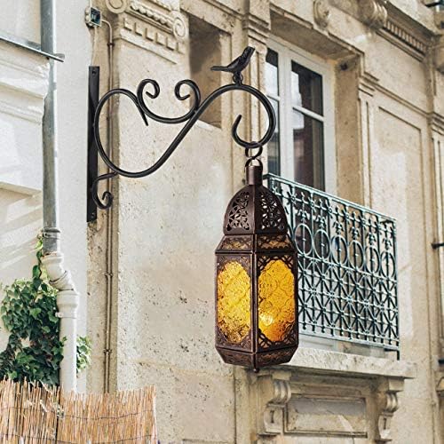 Lewondr Ramadan Lantern Decorations, Glass Moroccan Bookshelf Lantern, Gold - Image 4