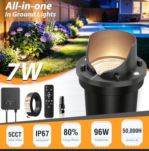 Low Voltage Landscape Lighting Kit, 2200K-6500K Well Lights 6Pack - Image 2