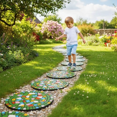 Garden Green Decoration Mosaic Anti Slip Stepping Stones 12“ - Image 5