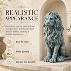 Sitting Lion Garden Statue, Magnesium Oxide Outdoor Yard Decor - Image 4
