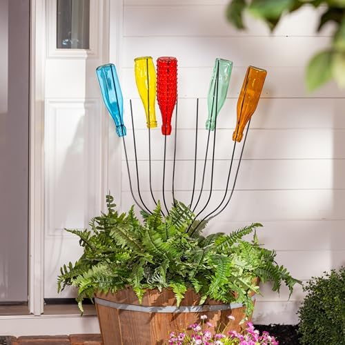 Evergreen Garden Glass Bottles for Bottle Tree, Wine Bottles for Decorativation Indoor Outdoor Wedding Christmas Party Decor (Rainbow, Set of 5) - Image 4