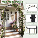 LDAILY Moccha Garden Arch Arbor Trellis, 7.2Ft Outdoor Steel Arbor with Stakes, Metal Archway for Climbing Plants, Wide Sturdy Garden Arch for Lawn, Party, Ceremony Wedding Decoration, Black - Image 6