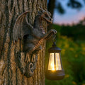 Solar Powered Dragon Statue Outdooe Garden Statues Fence Decor, Copper Dragon Statues with Solar Lantern Patio, Lawn Decor, Gargoyle Statue Wall Tree Hugger Yard Decoration, Unique Gifts for Mom by GardenWhisper