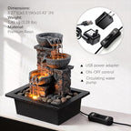 Kalona Tabletop Waterfall Fountain 3 Bowls with LED Light, Soothing Water Flow Sound, Zen Meditation Decor for Home and Office, Relaxation Water Fountains Indoor (23113) - Image 3