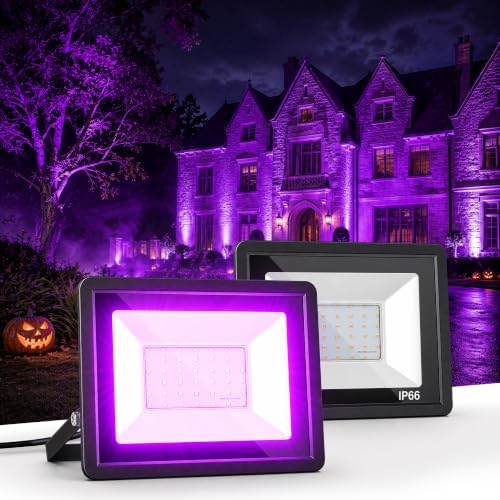 L LOHAS LED Auto On/Off Purple Halloween Flood Light Outdoor 50W Plug in by LLOHASLED