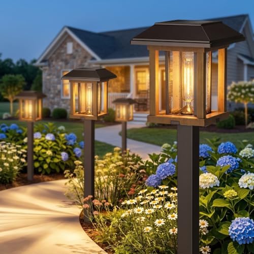 XMCOSY+ Solar Pathway Lights Outdoor 4 Pack, 25 Lumens Solar Garden Lights by XMcosy