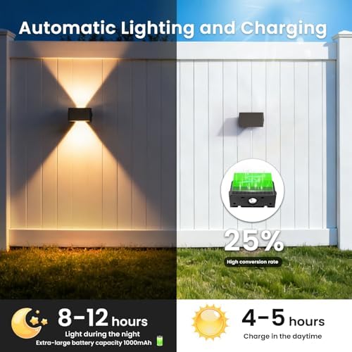 Solar Fence Lights Outdoor, 20 Pack Up and Down Wall Lights, Warm White - Image 3