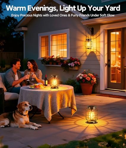 KOOPER Solar Lanterns Outdoor Waterproof, 4 Pack Upgraded Metal Hanging Solar Lights Outdoor Decorative, Brighter Outdoor Hanging Lantern for Yard Patio Pathway Porch Garden Decor, Gift for Women Mom - Image 3