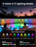 Solar Fence Lights 8 Pack 9 Colors & 11 Lighting Modes Solar Wall Lights Outdoor Waterproof IP65 RGB Color Changing Fence Lights Solar Powered for Garden Yard Patio Deck Step Patio Wall - Image 2