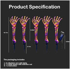 Solar Halloween Pathway Lights Outdoor - 5Pack Lighted Skeleton Arm for Outdoor Walkway Yard Garden Decorations, 250 LEDs Purple and Orange Halloween Solar Pathway Stake Lights Decor, 8 Modes - Image 6