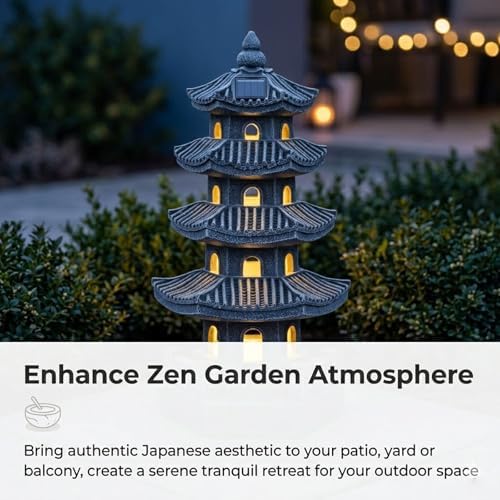 Japanese Garden Decor, Japanese Garden Decor with Waterproof Resin Construction for Outdoor Zen Ambiance On Patio, Yard, Balcony(Brown) - Image 4