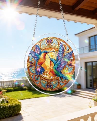 Acrylic Puzzles Suncatcher Window Hanging, 83 Pieces Hummingbirds Puzzle, Suncatcher for Doors Garden, Mother's Day Christmas Birthday Gifts for Women Men (L - 8.9 * 8.9 in) - Image 2