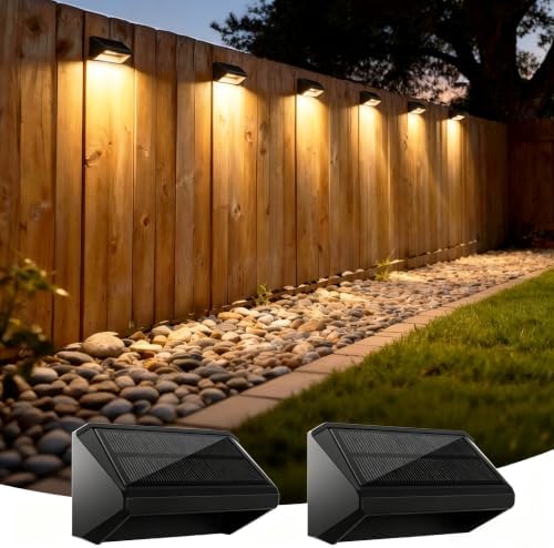 Solar Fence Lights Outdoor, 2 Pack Fence Lights Solar Powered RGB by Unknown