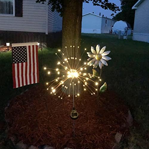 Anordsem Solar Lights Outdoor Waterproof: 4 Pack Garden Light - Bendable Copper Wire with 120 LED Firework Beads - DIY Warm Fun Decoration for Yard Patio - Twinkle Sparkler Gifts for Women Wife - Image 6