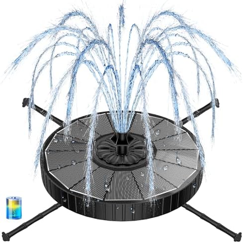 Yzert Solar Fountain with 2000mah Battery, 3-Level Adjustable Water Height, Rotating Rods, Works in Shadow, 7 Nozzles, 2026 3.5W Glass Outdoor Fountain Pump for Bird Bath, Garden, Pond, Flower Pot by Yzert