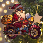Cool Santa Riding Motorcycle Mosaic Acrylic Suncatcher - Image 6