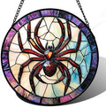 Halloween Spider Stained Glass Window Hanging Decor Gifts for Women 9.8" by amderven