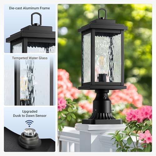 VIANIS Large Dusk to Dawn Outdoor Post Lights, Black Hardwired Waterproof - Image 7