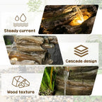 Sunlinua 28" Wood Outdoor Water Fountain with Planter for Garden Decor - Image 7
