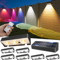 JOFIOS Solar Fence Lights Outdoor with Remote, 8 Pack, 9 Fixed Colors ＆ Color Changing Fence Lights Solar Powered Waterproof IP65 Dusk-to-Dawn LED Deck Lighting for Patio, Railing by JOFIOS